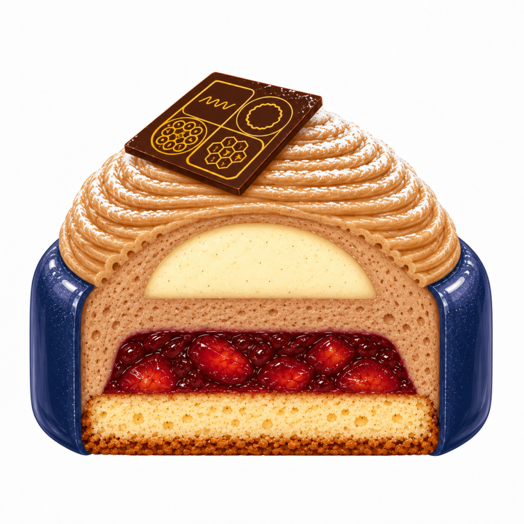 Mont-Blanc s kaštanovým mousse, švestkami a černým rybízem – NM DESSERTS