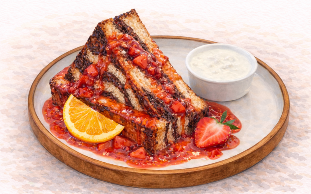 French toast s jahodami a javorovým sirupem
